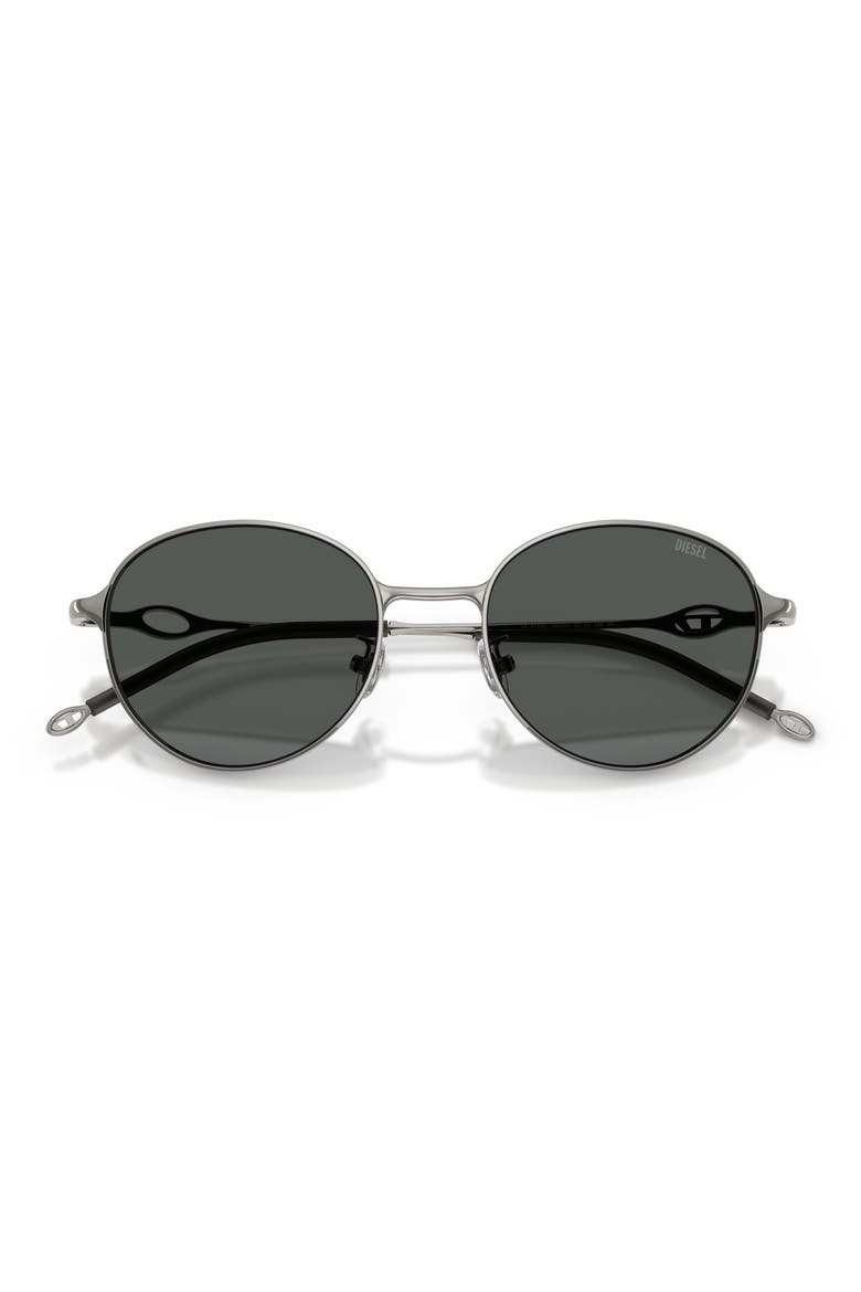 52mm Round Sunglasses, Alternate, color, SHINY GUN METAL / DARK GREY