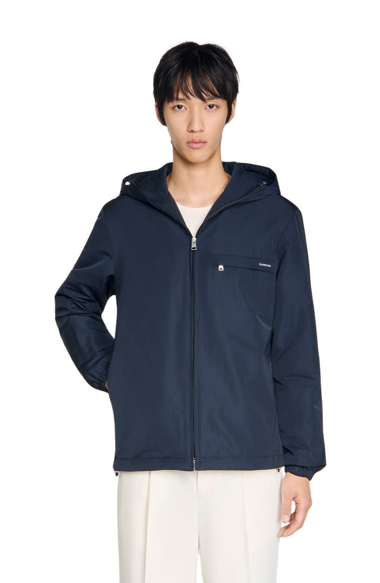 SANDRO Nylon windbreaker, Main, color, Navy Blue