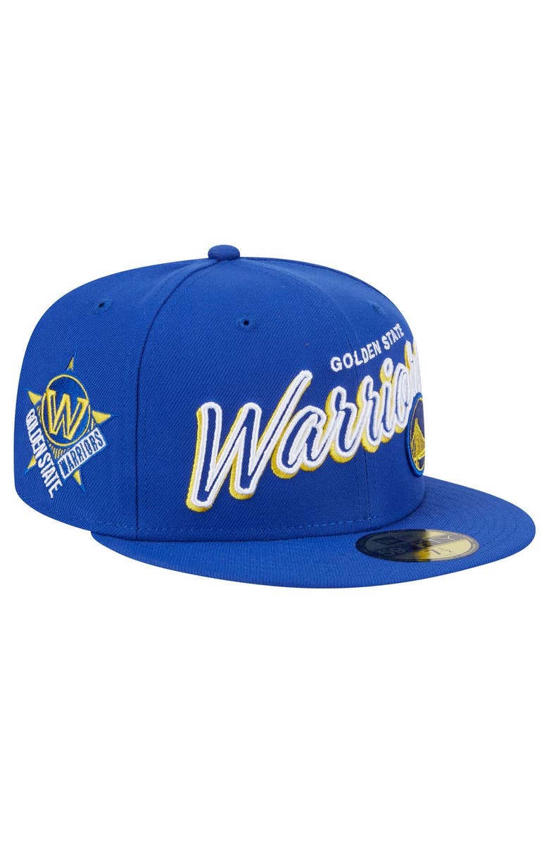 New Era Men's New Era Royal Golden State Warriors Sport Night Script Sided 59FIFTY Fitted Hat, Main, color, Royal