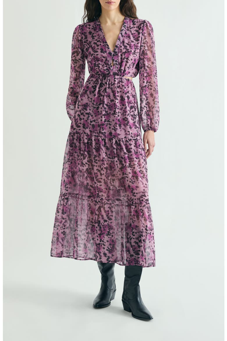 Midi Dress Print Slits, Main, color, Mauve