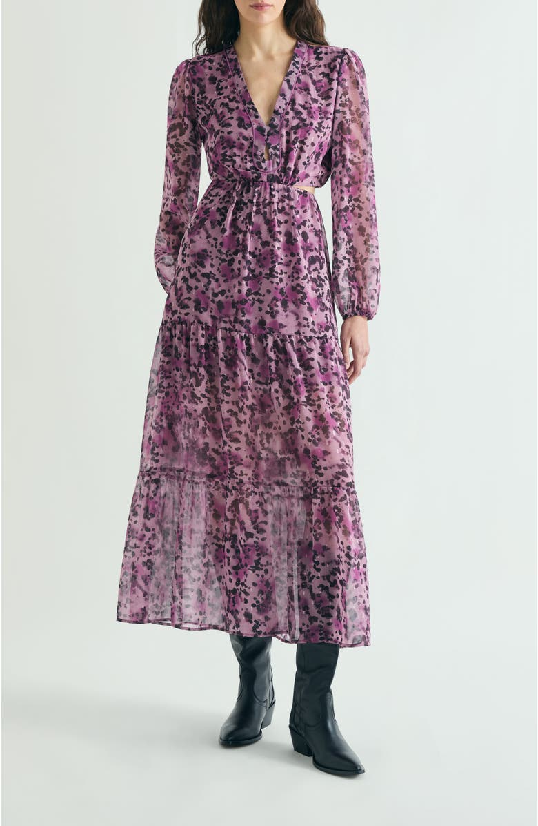 Scalpers Midi Dress Print Slits, Main, color, Mauve