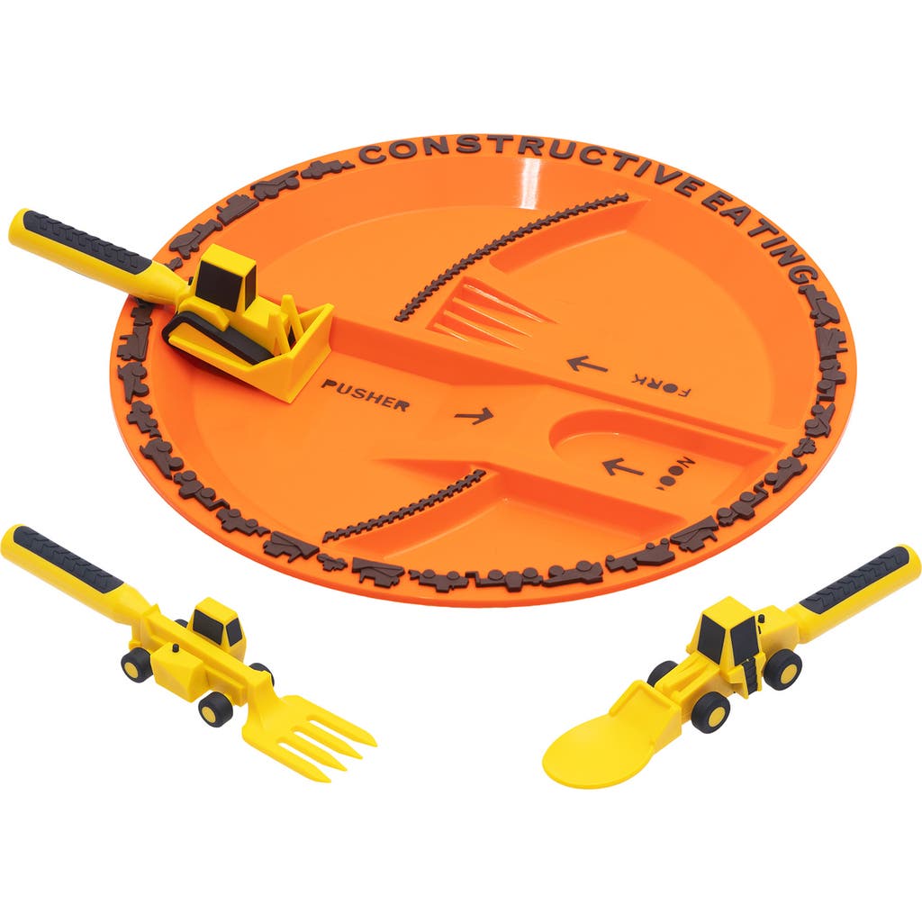 Constructive Eating Utensil and Divided Plate Set for Kids and Toddlers in Orange  product