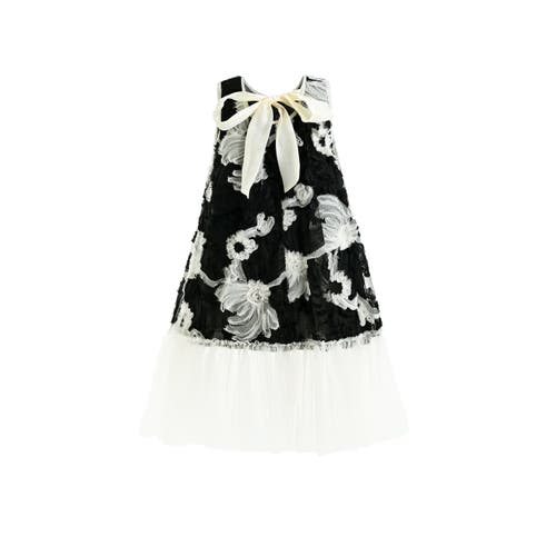 Tulleen Floral Tulle Sleeveless Dress In Black