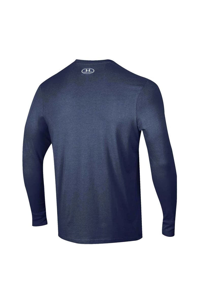 Under Armour Men's Under Armour Navy Navy Midshipmen 2025 Sideline Football Performance Cotton Long Sleeve T-Shirt, Alternate, color,