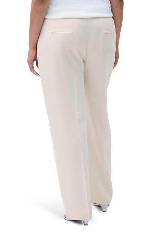 Mango Tempo Straight Leg Pants In Ecru