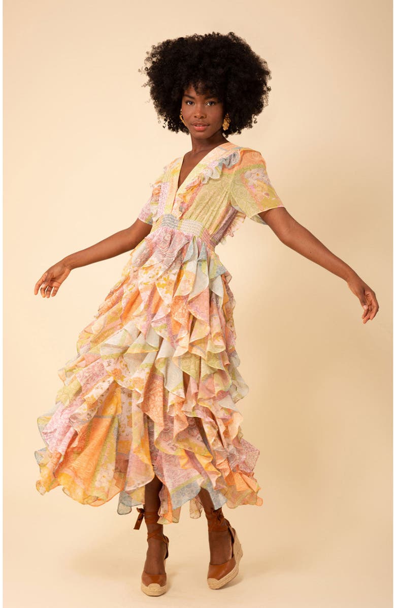 Hale Bob Aspen Ruffle Chiffon Dress, Alternate, color, 