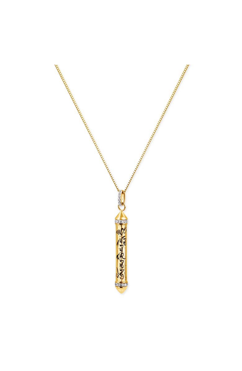 Seven Saints On Mani Padme Hum White Topaz Prayer Necklace, Main, color, Gold
