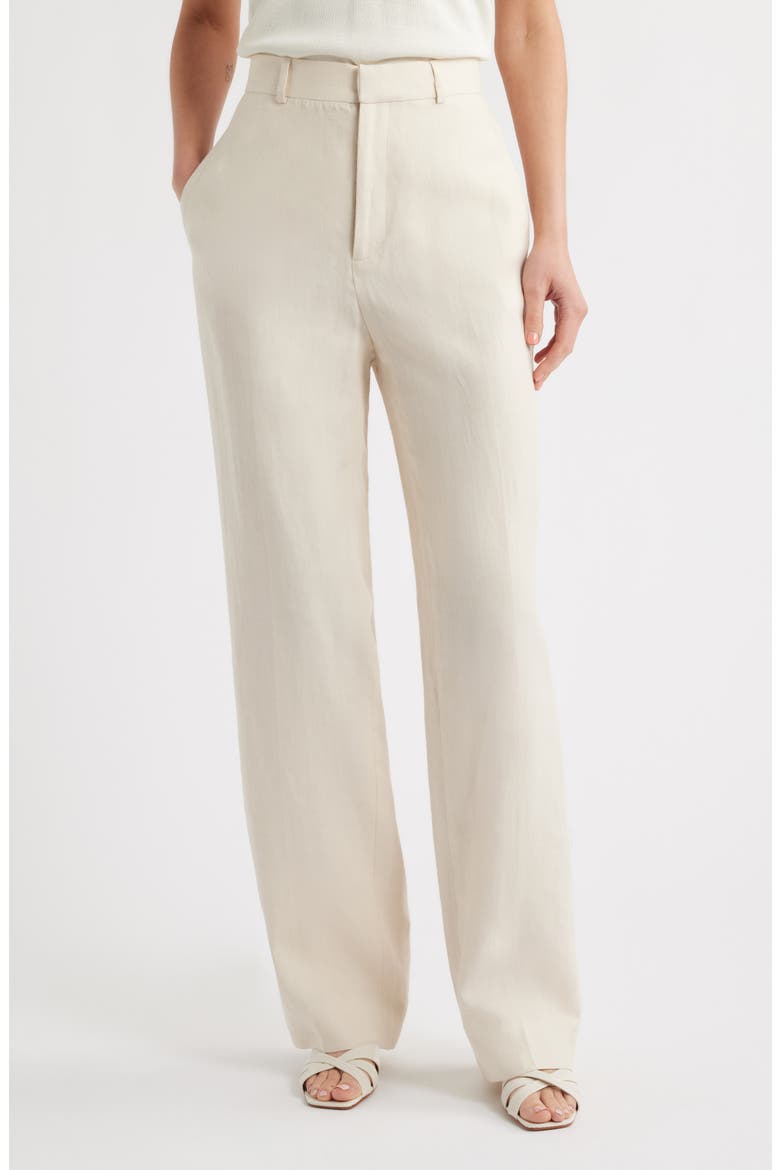 The Linen Blend Straight Leg Pants, Main, color, WHITE