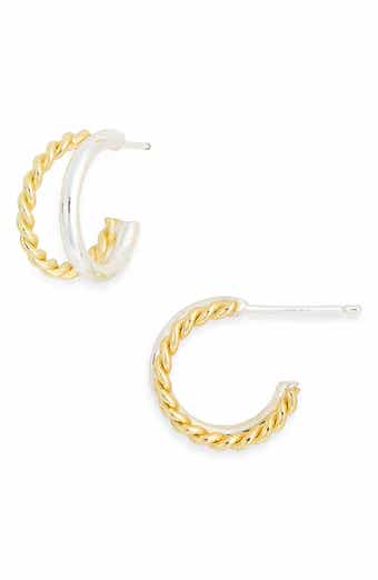 Two-Tone Twisted Double Hoop Earrings