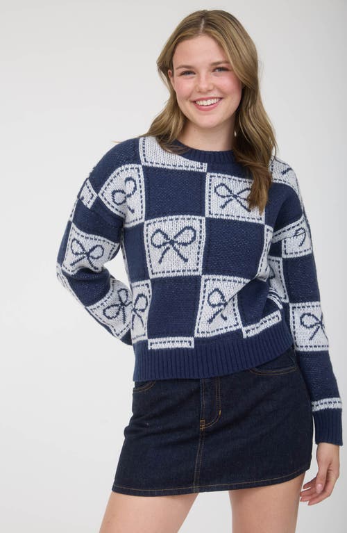 Blu Pepper Bow Sweater In Blue