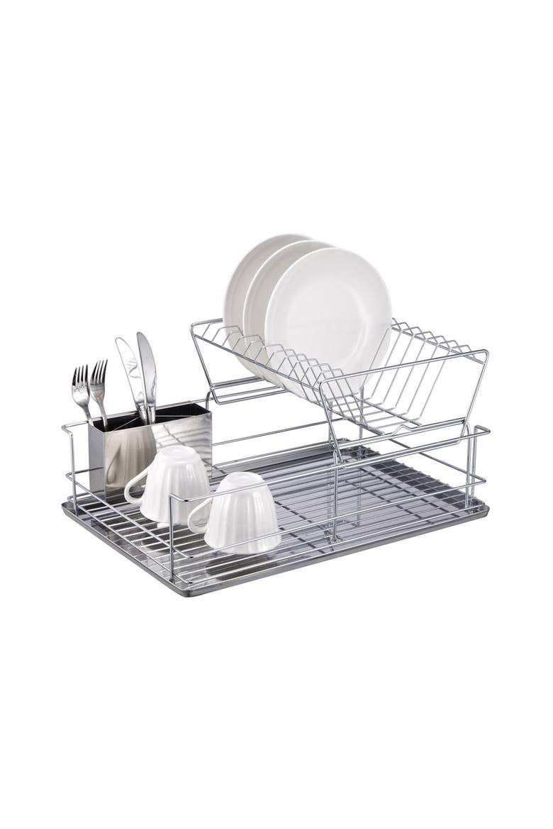 4 Piece 18.5" Dish Drying Rack Set, Alternate, color, Silver