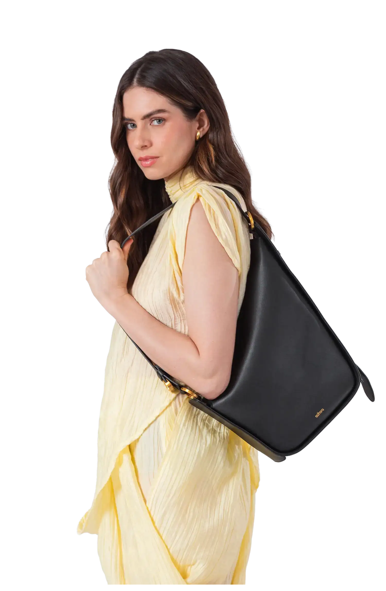Esthera 10AM Leather Belted Strap Bag, Alternate, color, Black