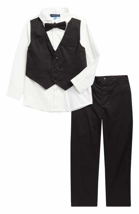 Andy & Evan Kids' Heather Poplin Button-Up Shirt, Vest, Bow Tie & Pants Set