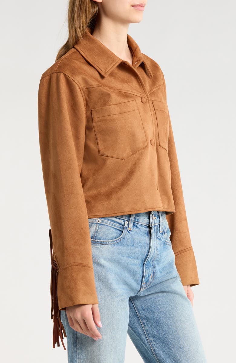 Steve Madden Cheyenne Fringe Faux Suede Jacket, Alternate, color, Chicory Coffee