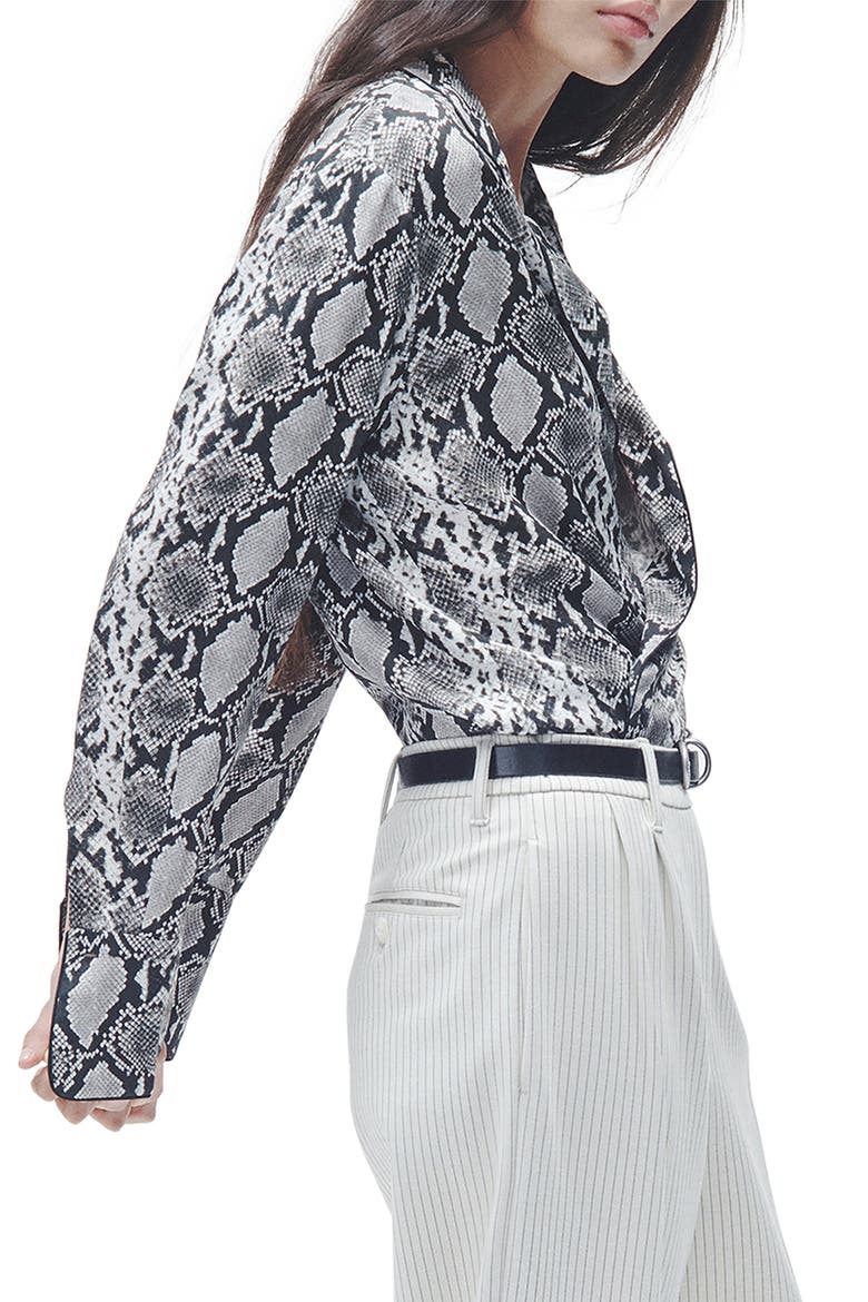 Aurora Snakeskin Print Silk Blend Button-Up Shirt, Alternate, color, SNAKE PRINT