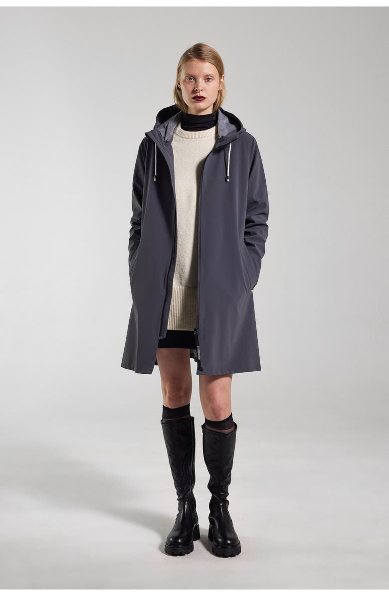 Stutterheim Mosebacke Lightweight Zip Matte Raincoat, Alternate, color, Metal