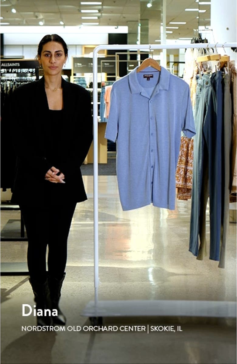 Bird's Eye Short Sleeve Knit Button-Up Shirt, sales video thumbnail