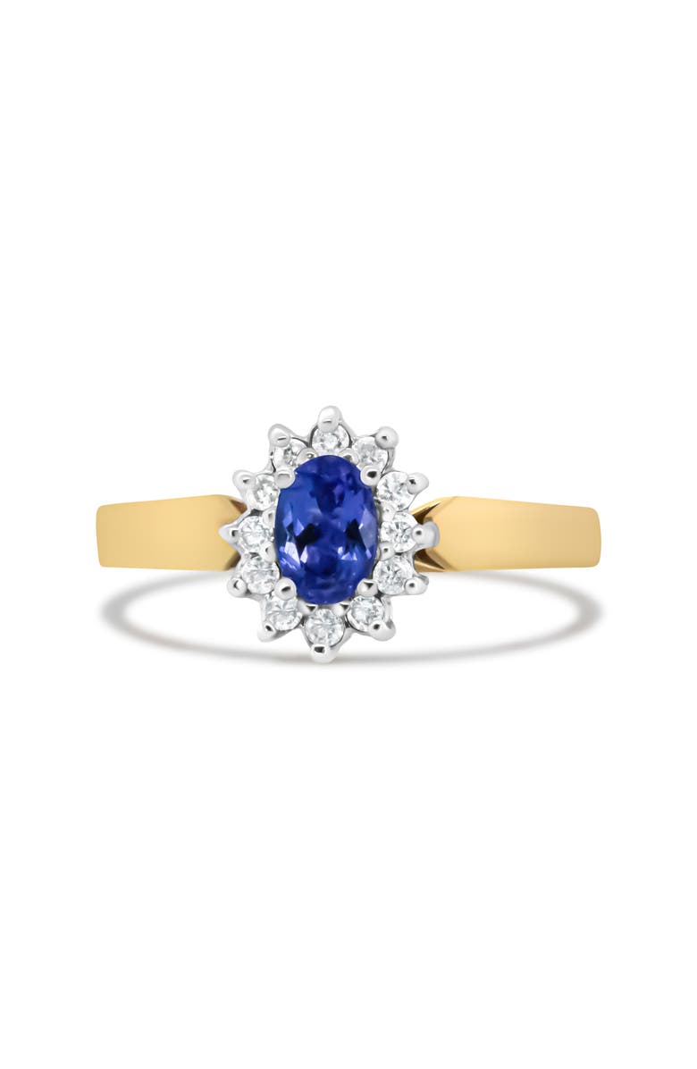 Haus of Brilliance 14K Gold 1/5 Cttw Diamond & Blue Tanzanite Halo Ring, Main, color, Yellow