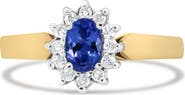 Haus of Brilliance 14K Gold 1/5 Cttw Diamond & Blue Tanzanite Halo Ring