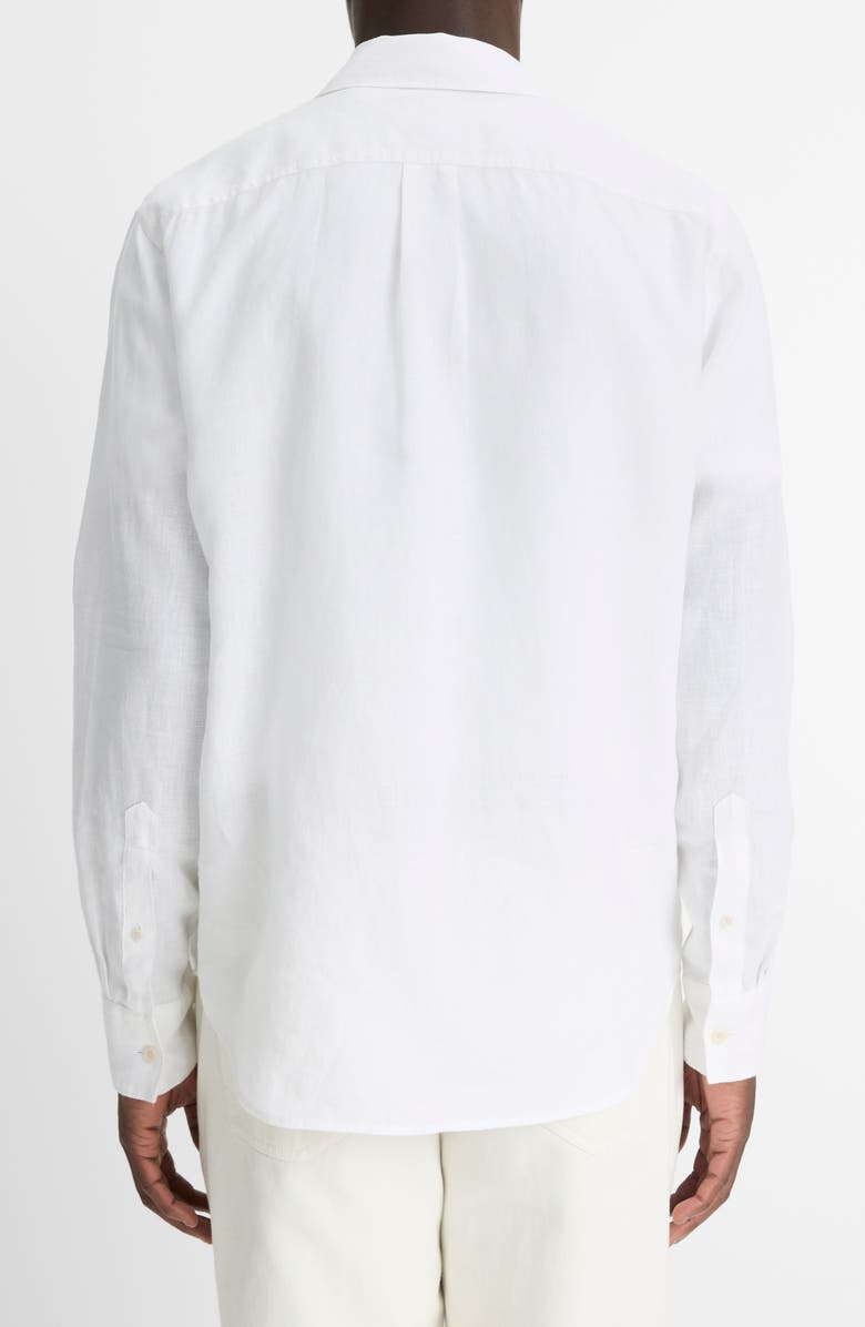 Vince Relaxed Fit Linen Utility Shirt, Alternate, color, Optic White