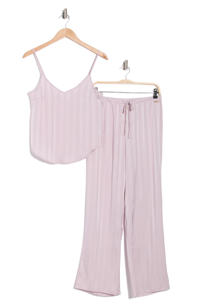 Danskin Stripe Jacquard Satin Camisole & Pants Pajamas, Alternate, color, Faded Lilac