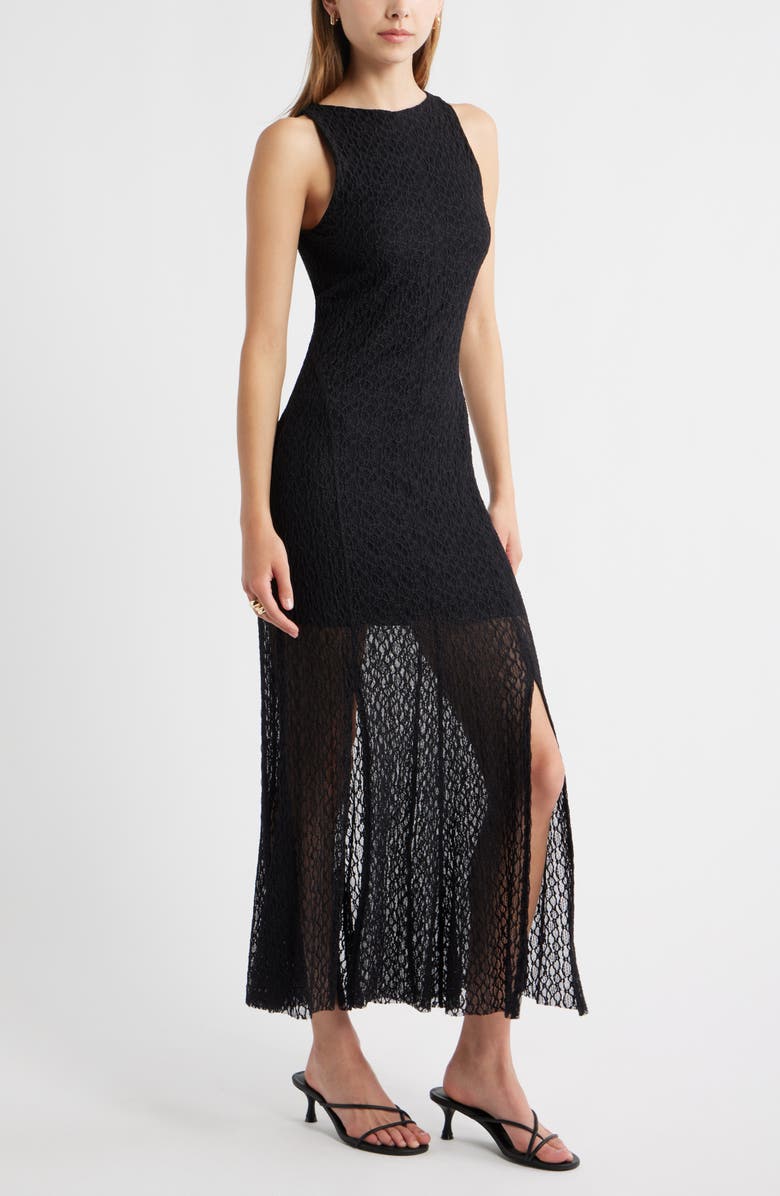 Open Edit Sleeveless Lace Maxi Dress, Alternate, color, Black