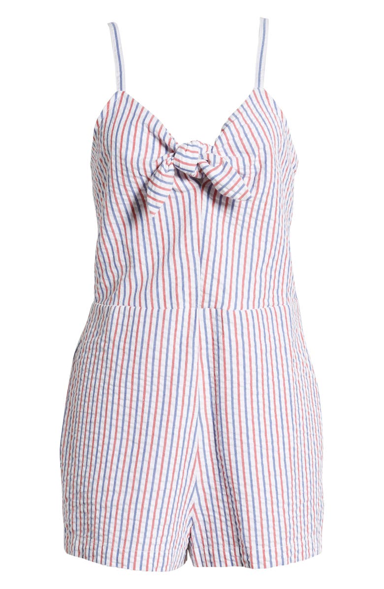 vineyard vines Firework Seersucker Tie Front Romper, Alternate, color,