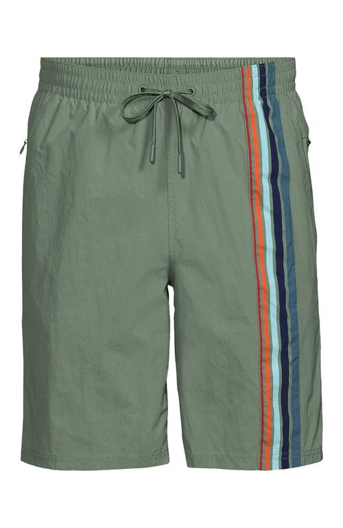 Lands' End 9" Volley Hydroliner Swim Trunks In Tea Leaf Multi Stripe