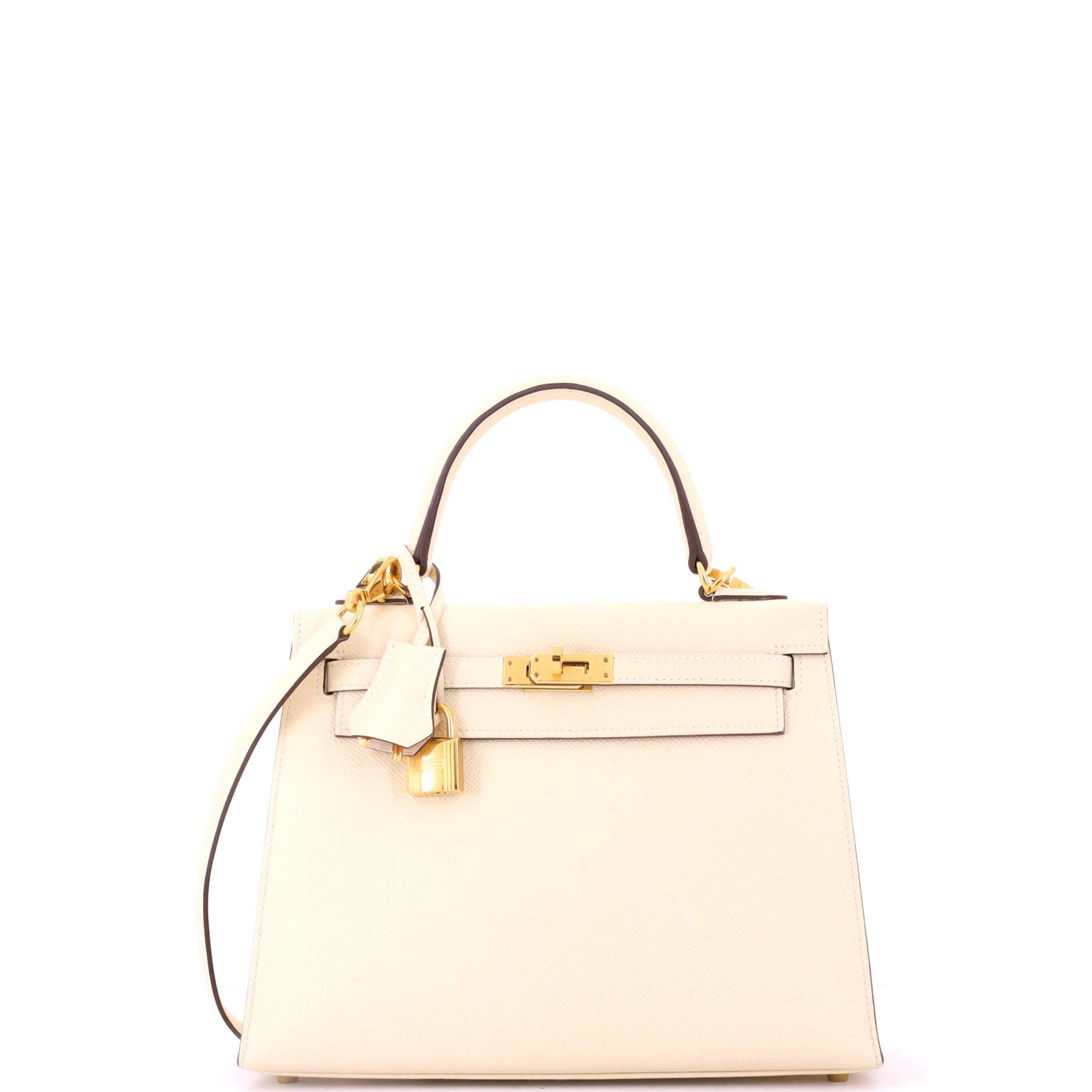 Pre-Owned Hermes Kelly Handbag Light Epsom with Gold Hardware 25, Main, color, Nata