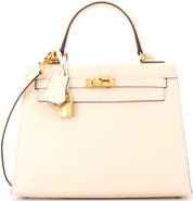 Pre-Owned Hermes Kelly Handbag Light Epsom with Gold Hardware 25