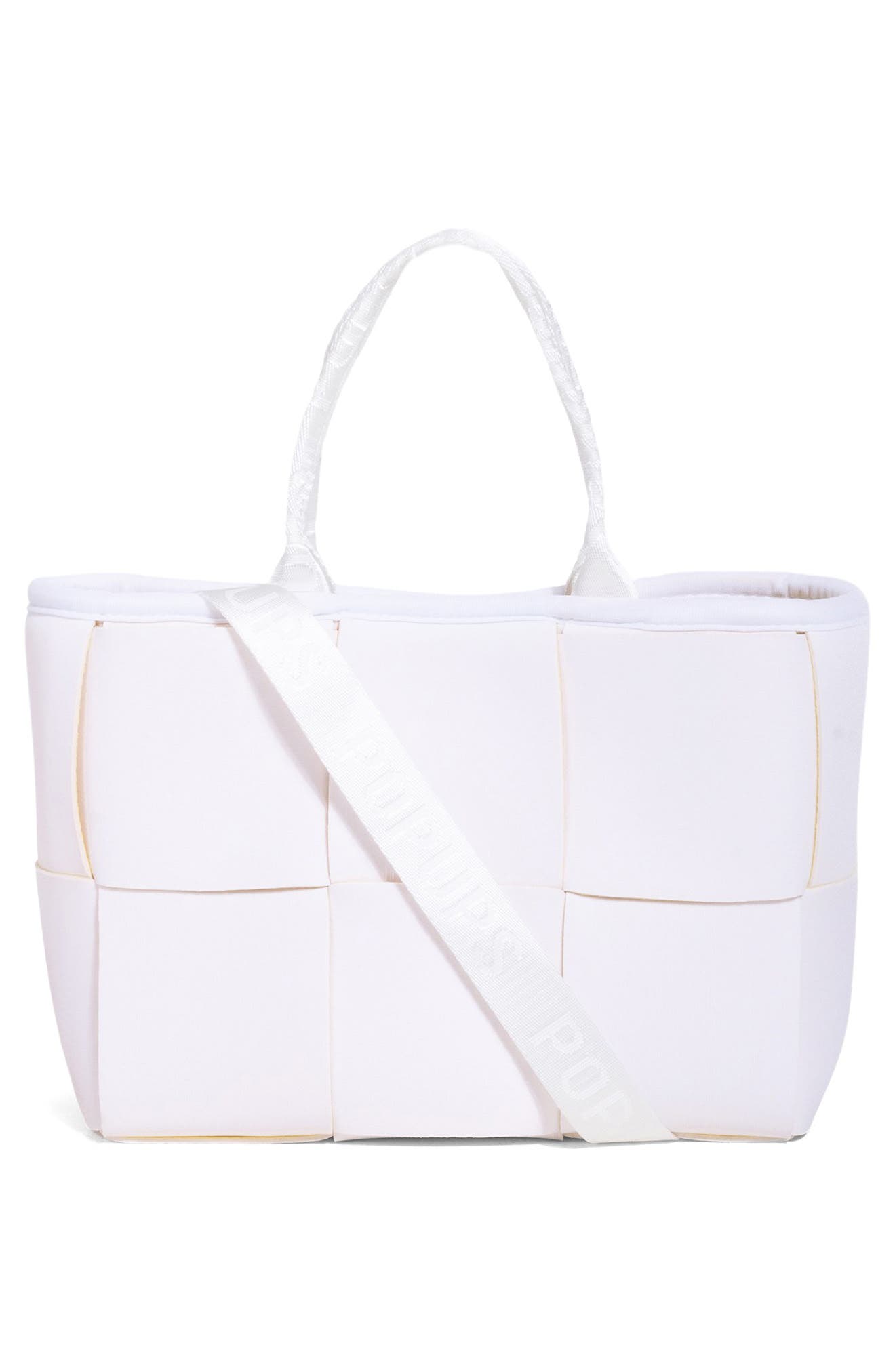 Water Resistant Woven Neoprene Mini Tote Bag, Alternate, color, WHITE