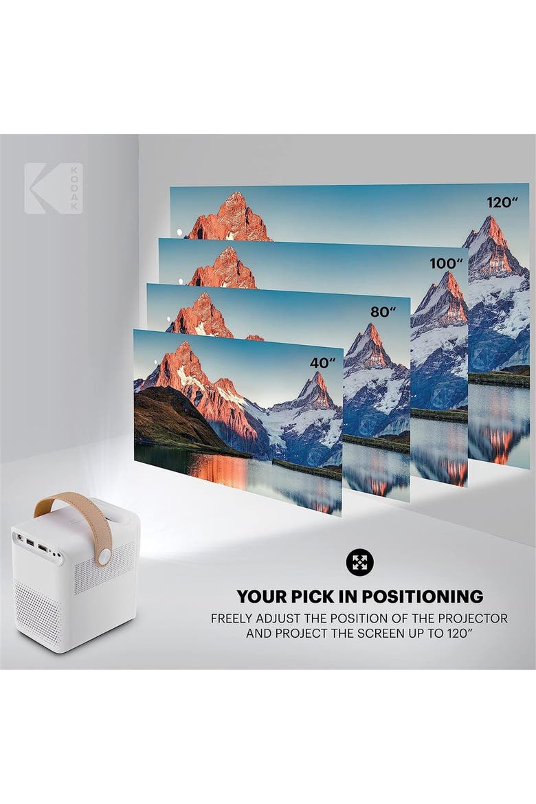 FLIK HD9 Smart Projector, Portable Mini Projector with Android TV & Bluetooth, Alternate, color, White