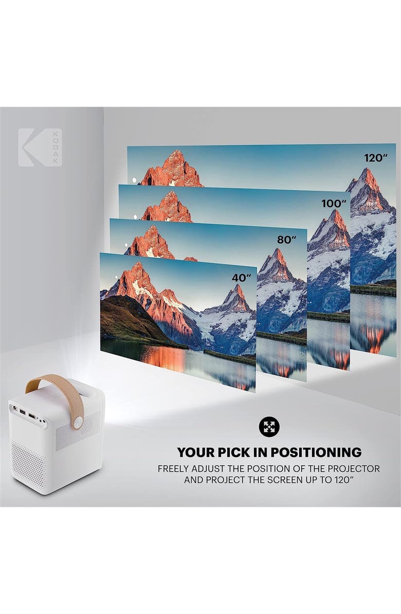 Kodak FLIK HD9 Smart Projector, Portable Mini Projector with Android TV & Bluetooth, Alternate, color, White