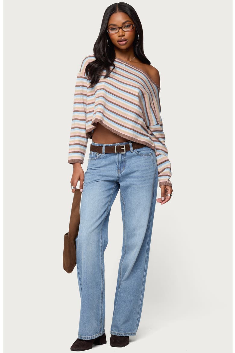 Alexis Stripe Off the Shoulder Long Sleeve Top, Alternate, color, MIX