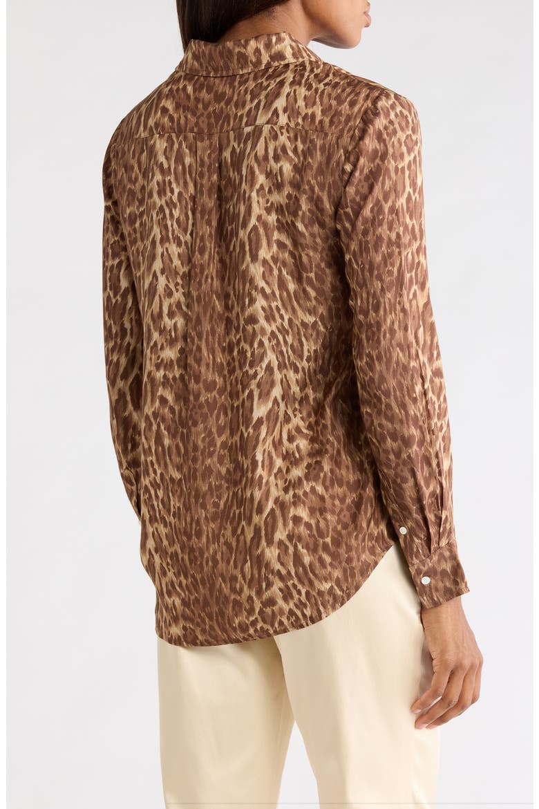 Leopard Print Button-Up Shirt, Alternate, color, DK BROWN/ BROWN