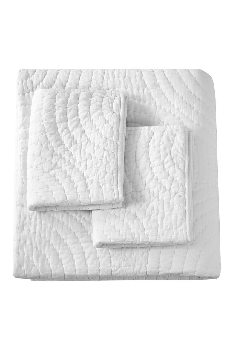 Voile Cotton Handstitch Quilt & Sham Set, Main, color, WHITE