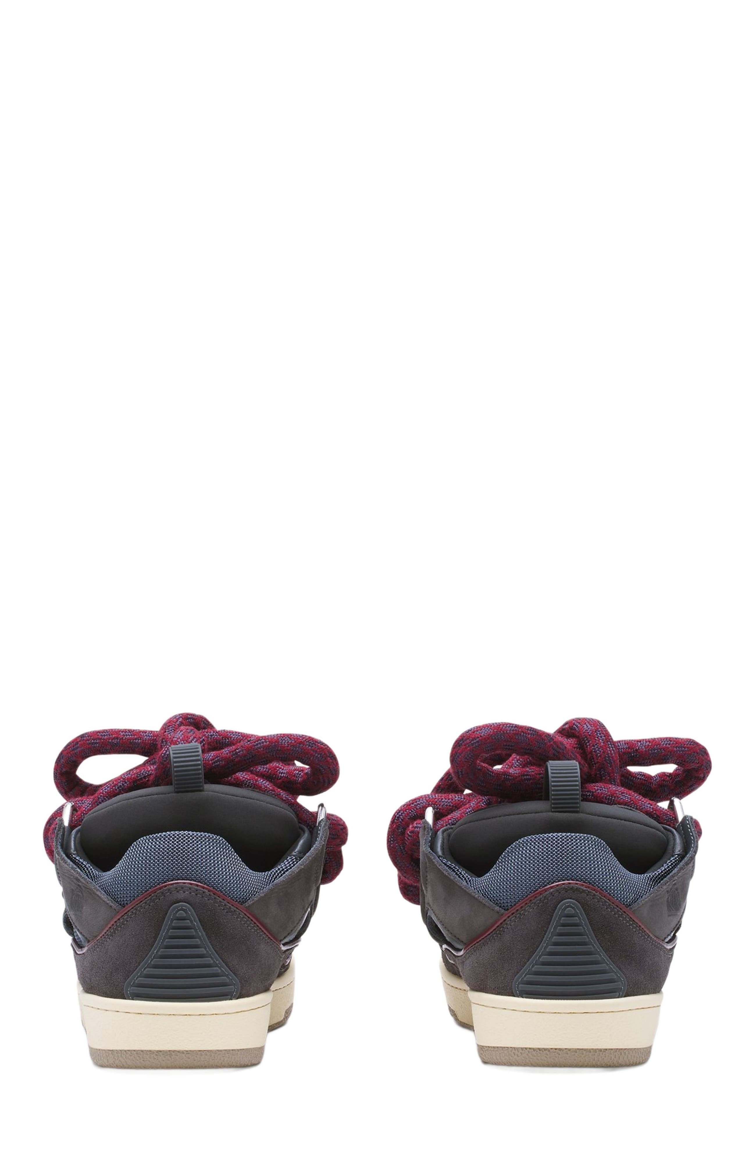 Lanvin CURB SNEAKERS IN LEATHER WITH SNAKE LACES, Alternate, color, 
