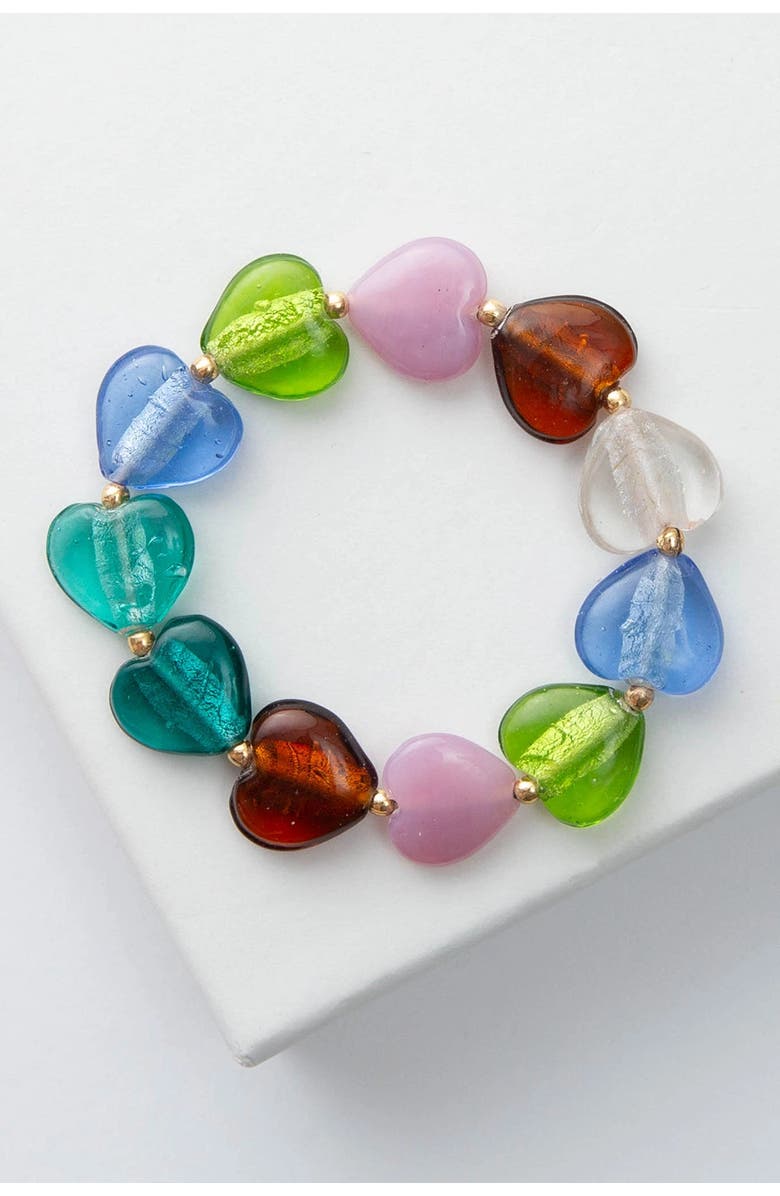 Noonday Lampwork Heart Bracelet, Main, color, Mint
