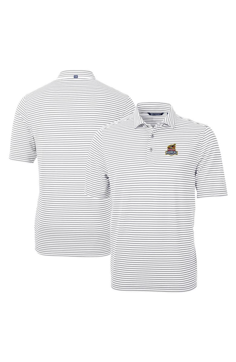 Cutter & Buck Men's Cutter & Buck Gray Toledo Mud Hens Big & Tall Virtue Eco Pique Stripe Recycled DryTec Polo, Main, color,