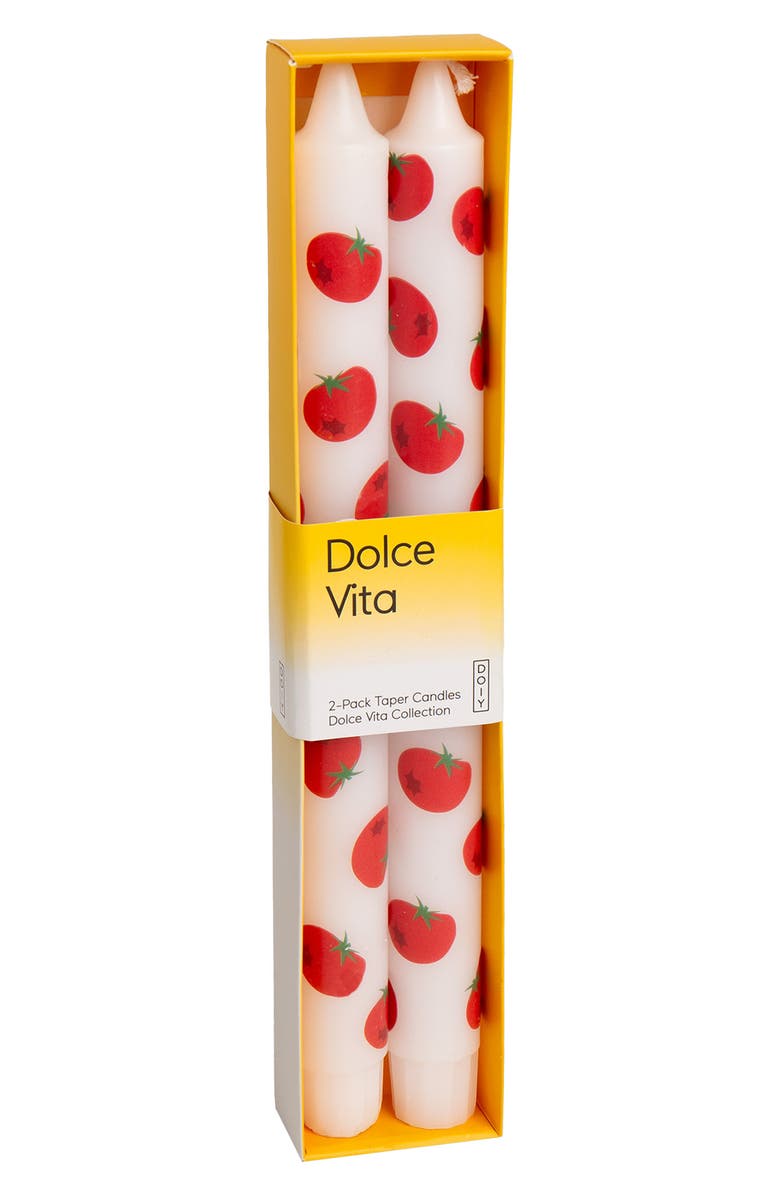 doiy The Dolce Vita Collection 2-Pack Tomato Taper Candles, Alternate, color, Red