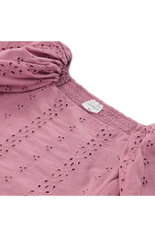 Abercrombie Kids Kids' Eyelet Puff Sleeve Cotton Top In Pink