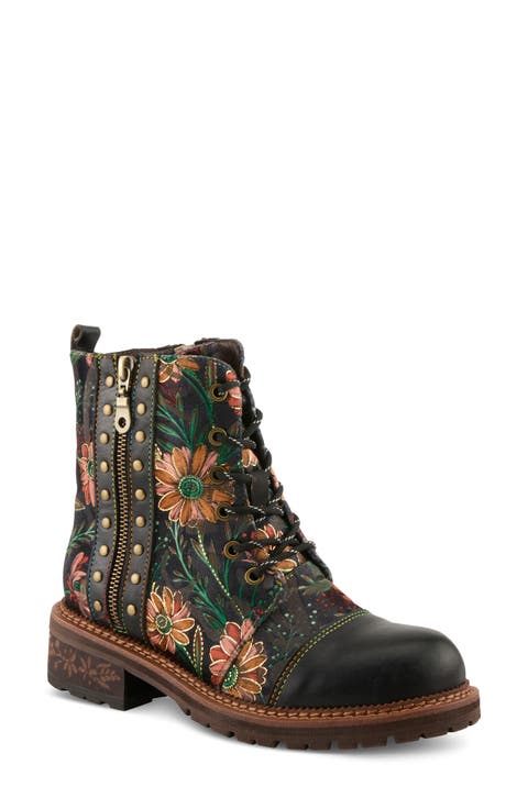 Cordea Floral Lace-Up Boot (Women)