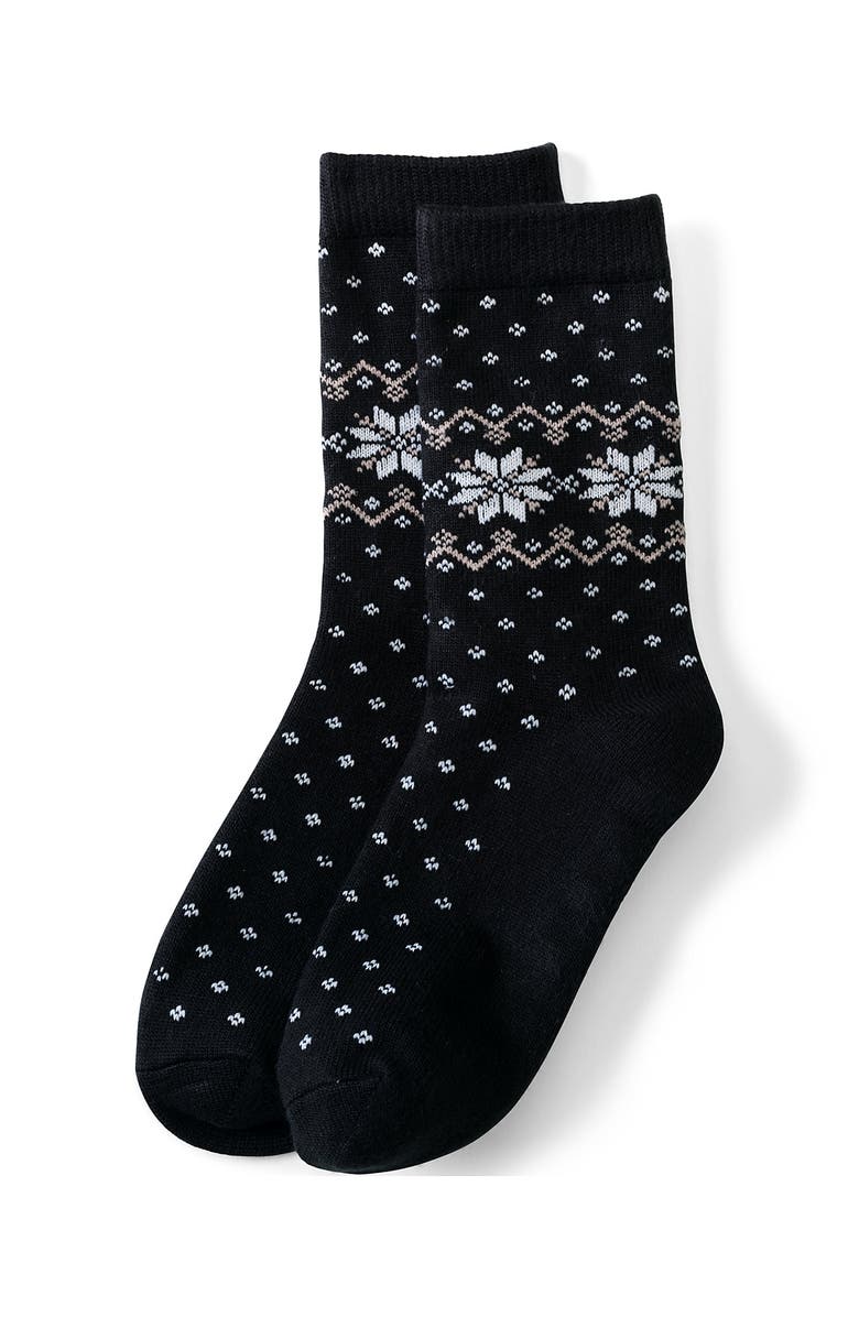 Lands' End Fair Isle Boot Socks 1 Pack, Main, color, Fairisle/Black