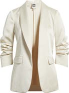 Anne Klein Ruched Sleeve Satin Blazer