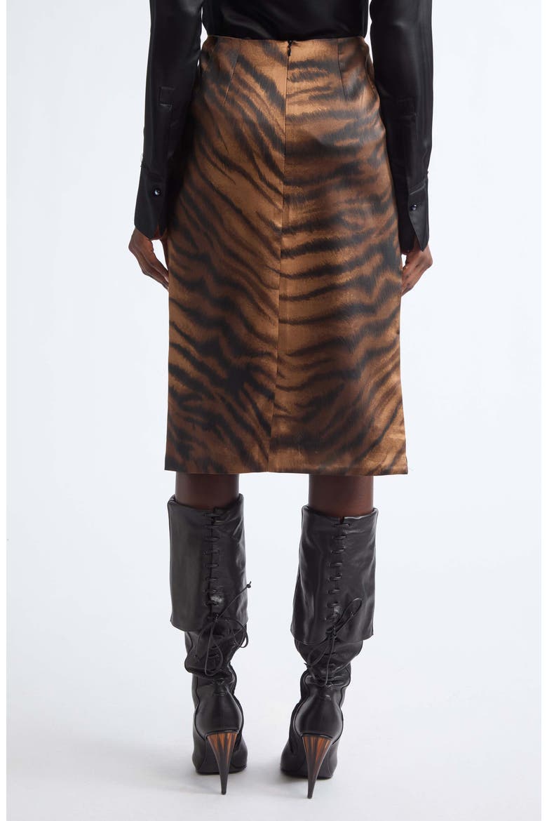Chudeir Tiger Print Silk Satin Pencil Skirt, Alternate, color, TIGER