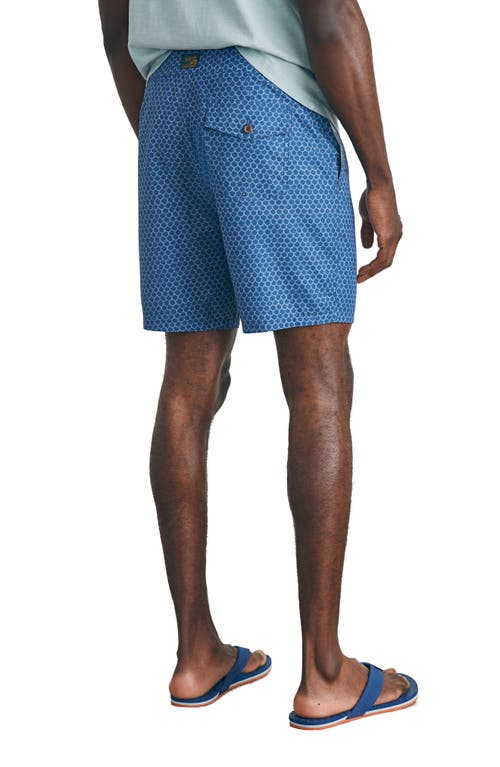 Faherty Sunwashed Board Shorts In Midnight Fishscale