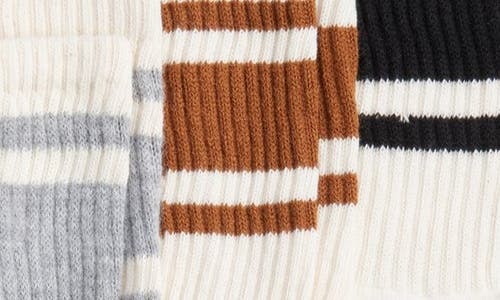 American Trench Assorted 3-pack Mono Stripe Cotton Blend Crew Socks In White