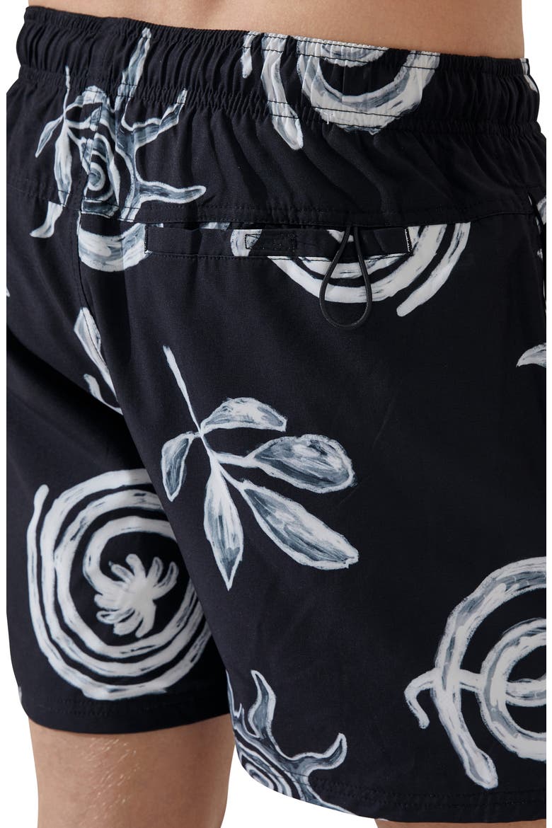 Stretch Swim Trunks, Alternate, color, BLACK PARADISO PRINT