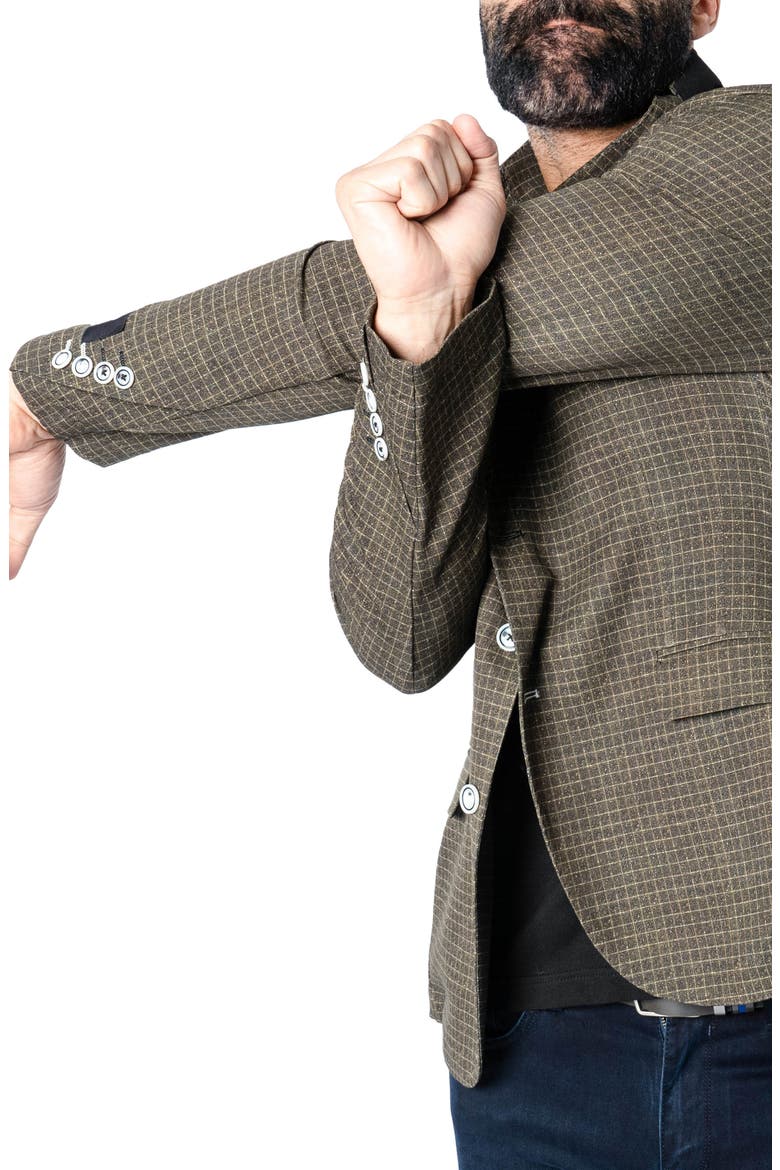 Descartes Unconstructed Check Vortex Brown Blazer, Alternate, color, BROWN