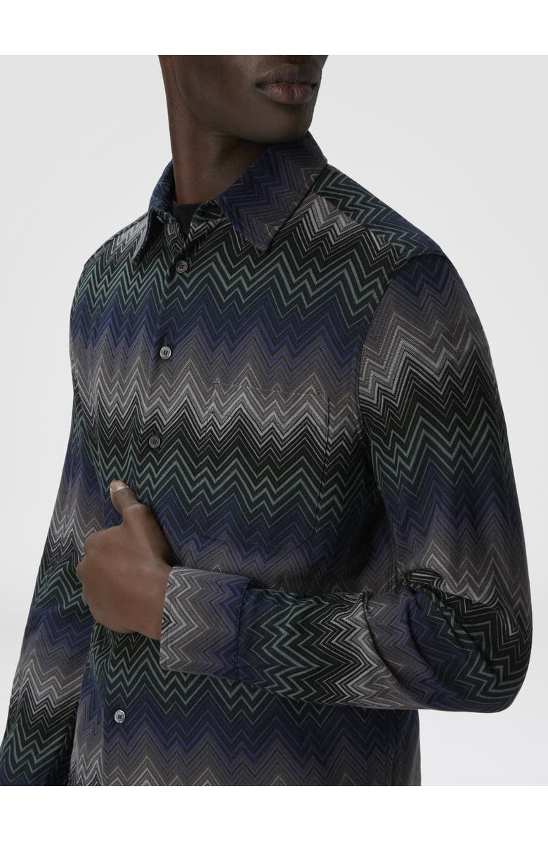 Missoni Long Sleeve Shirt With Irregular Zigzag, Alternate, color, Blue & Green